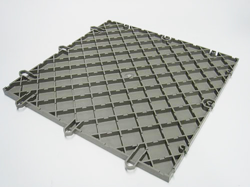 Grey interlocking floor tile with a diamond lattice