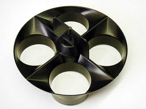 Black rotor with four round pockets for a ball machine